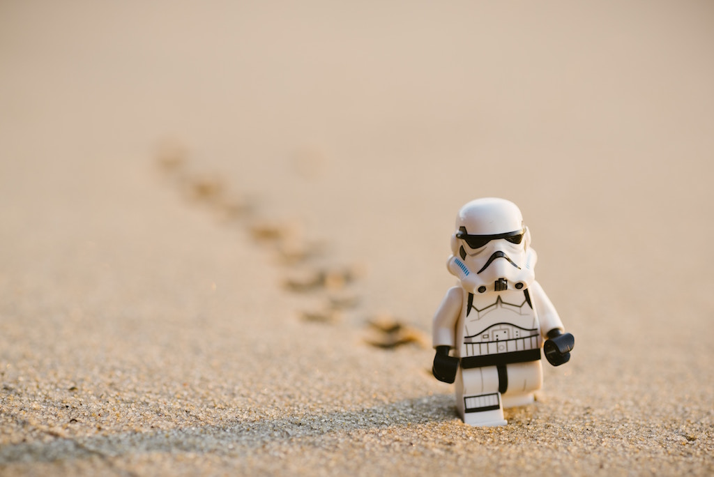 Stormtrooper walking on sand
